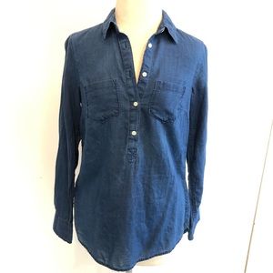 Blue Half Button Blouse Size XS